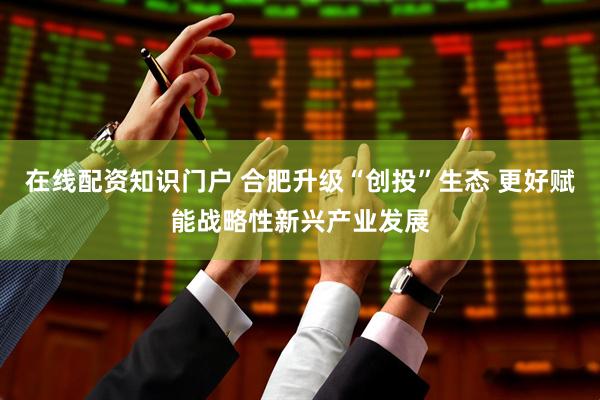 在线配资知识门户 合肥升级“创投”生态 更好赋能战略性新兴产业发展