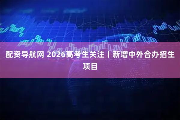 配资导航网 2026高考生关注丨新增中外合办招生项目